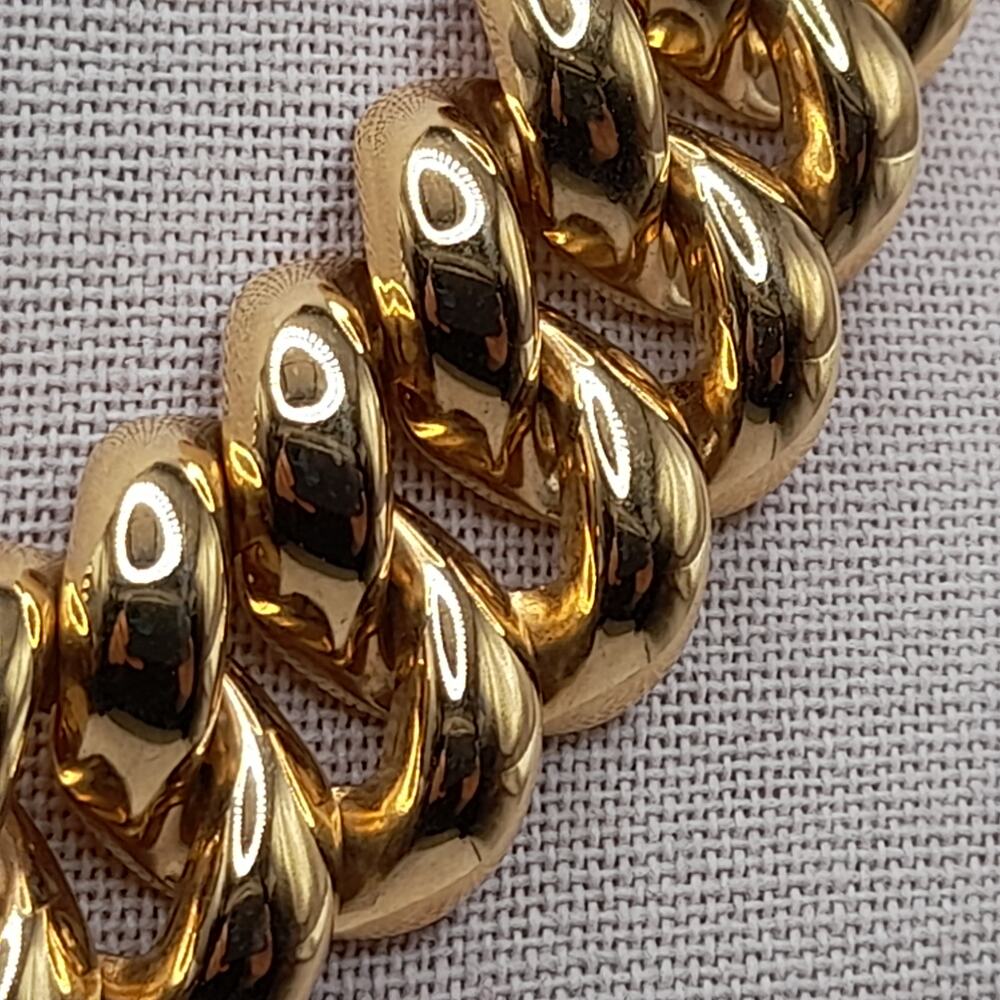 Vintage MONET Gold Plated Chunky Link Necklace 1980s 16 Inch - Picture 4 of 11